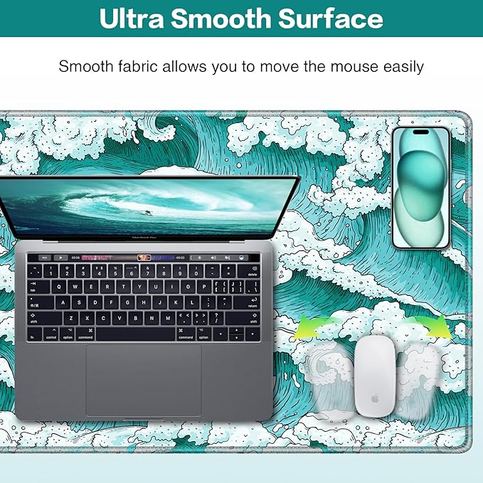 Gaming Mouse Pad, Large Mouse Pad XXL 35.4×15.7in, Extended Computer Keyboard Mouse Mat Desk Pad for Laptop with Stitched Edges, Waterproof Mousepad for Gamer Home&Office Women