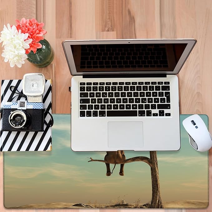 A Elephant Gaming Mouse Pad 3mm Thick Stitched Edge Waterproof Non-Slip Large Computer Keyboard Mouse Mat,Suitable for Office Entertainment Decorative Desk Pad 35.4 x 15.7 Inches