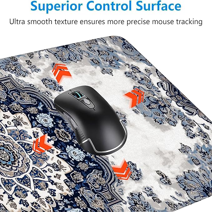 Boho Carpet Style Desk Pad Mouse Pad Bohemian Mandala Blue Mousepad XL Large Gaming Mouse Pad Laptop Keyboard Mat Desk Pad Office Home Decor for Women Girl 31.5"x11.8"