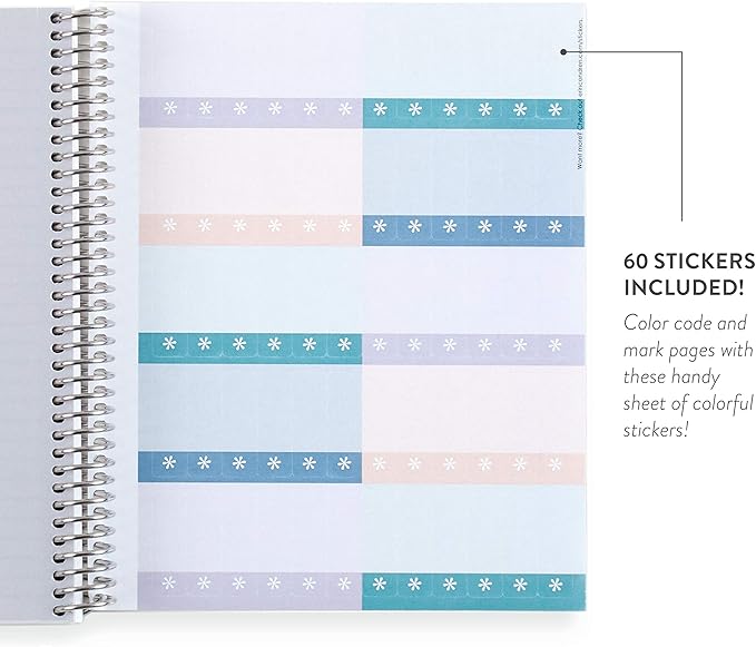 Erin Condren 8.5" X 11" Spiral Bound Productivity Notebook, Mid Century Circles, Functional 160 Lined Page and 80Lb Thick Paper Spiral Notebook, Stickers Included