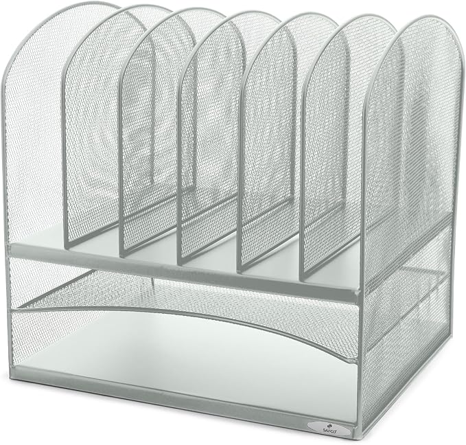 Safco Onyx Desk Organizer with 6 Vertical & 2 Horizontal Trays, File Organizer for Home, Office, Classroom & More, Steel Mesh Construction
