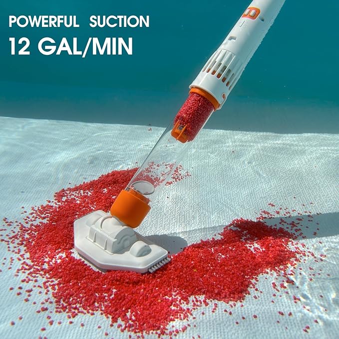 3 in 1 Rechargeable Pool & Spa Hot Tub Vacuum Cleaner - Dual Mode & Magnetic Drive System, 25µm Ultra Fine Mesh Filters for Hot Tub, Small Above Ground Pools, 60 Mins (Orange)