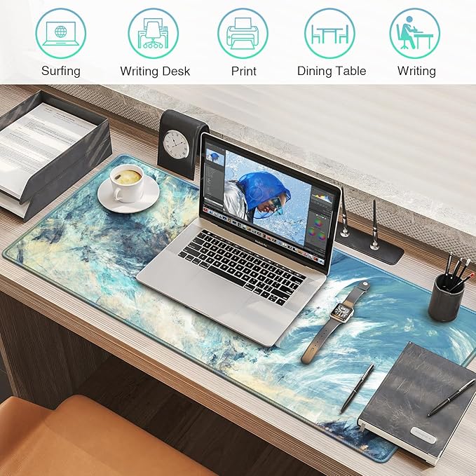 Gaming Mouse Pad, Large Mouse Pad XXL 35.4×15.7in, Extended Computer Keyboard Mouse Mat Desk Pad for Laptop with Stitched Edges, Waterproof Mousepad for Gamer Home&Office Women