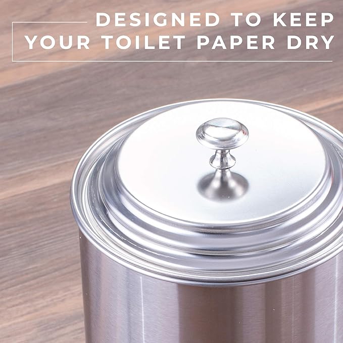 JS Jackson Supplies Free Standing Extra Large Toilet Paper Holder - Stainless Steel
