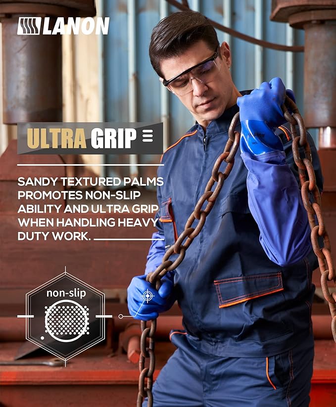 LANON 3 Pairs 26" Elbow Length PVC Chemical Resistant Gloves, Heavy-Duty Long Rubber Gloves, Acid, Alkali & Oil Protection, XL
