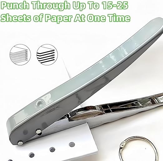 Single Hole Punch, Heavy Duty Hole Puncher Handheld Paper Punch Small Hole Puncher One Hole Punch for Crafts Cards Paper Tags Scrapbook - 1/4 inch (6mm)