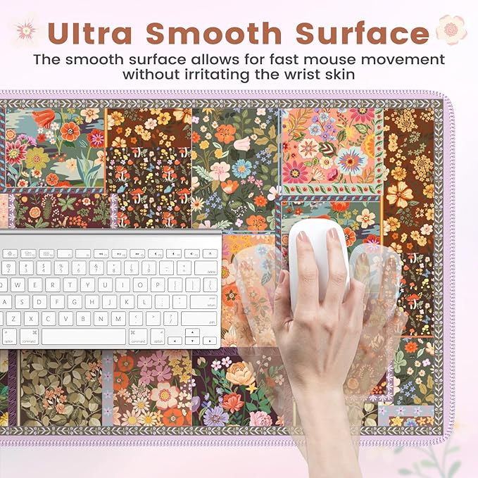 HAOCOO Brown Desk Matt for Desktop, Non-Slip Large Desk Pad Mat with Stitched Edges, Keyboard Mats for Desk, Water-Resistant Large Mouse Pad for Office, Gaming