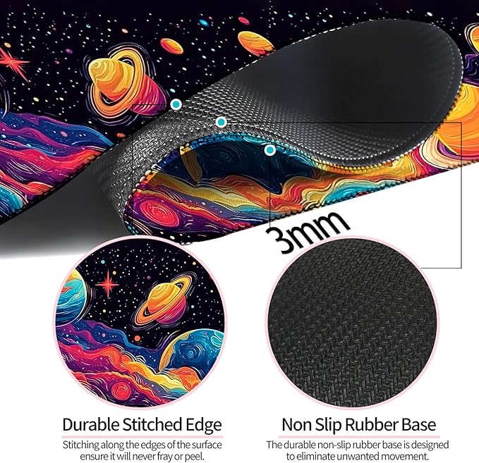 Fantasy Space Planet Gaming Desk Mat, Computer Keyboard Large Extended Long Boy Mouse Pad for Office and Home, XL (W09)