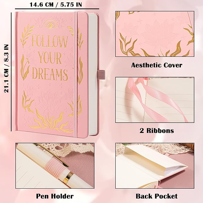 College Rule Notebook for Women Men, 318 Numbered Pages Journal, A5 Butterfly Floral Journals for Writing, Aesthetic Notebooks, Work School Note Taking, 5.4" x 8.4"