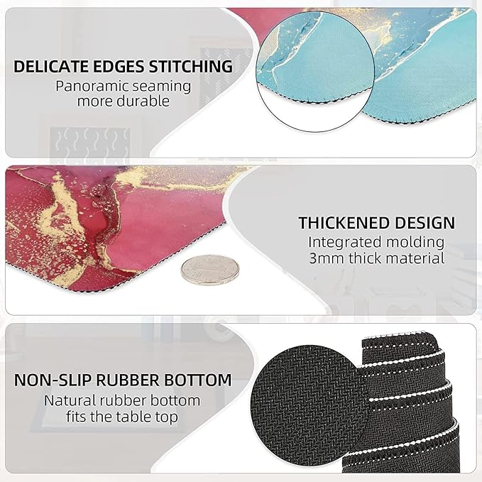 LATEEFAH Large Mouse Pad and Keyboard Wrist Rest, Desk Pad for Keyboard and Mouse, Extended Gaming Mouse Pad with Wrist Support, Waterproof Non-Slip Desk Mouse Mat for Office, Home