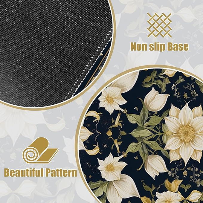 Large Desk Mat, Desk Matt for Desktop, DeskPad Mat, XXL Big Mouse Pad, Anti-Slip Mousepad with Stitched Edges, Keyboard Pad Mouse Mat Cover for Computer 35.4×15.7 in, Retro Blooming Flowers