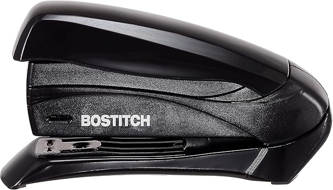 Bostitch Office Inspire Stapler, 15 Sheet Capacity, One Finger Use, No Effort, Spring Powered Stapler, Black (Pack of 2)
