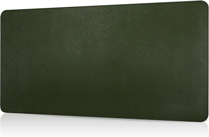 Desk Mat, Dual-Sided Pad, Large Mouse Pad, Natural Cork & PU Leather Non-Slip Waterproof Mats for Office and Home (Army Green, 31.5" x 15.7")