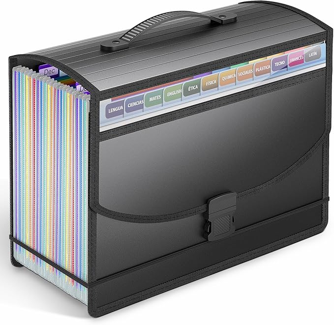 25 Pockets Expanding File Folder Accordion File Organizer with Handle,Fun Storage Portable Document Organizer File Box Filing Organizer for Home School Office Traveling, A4 and Letter Size