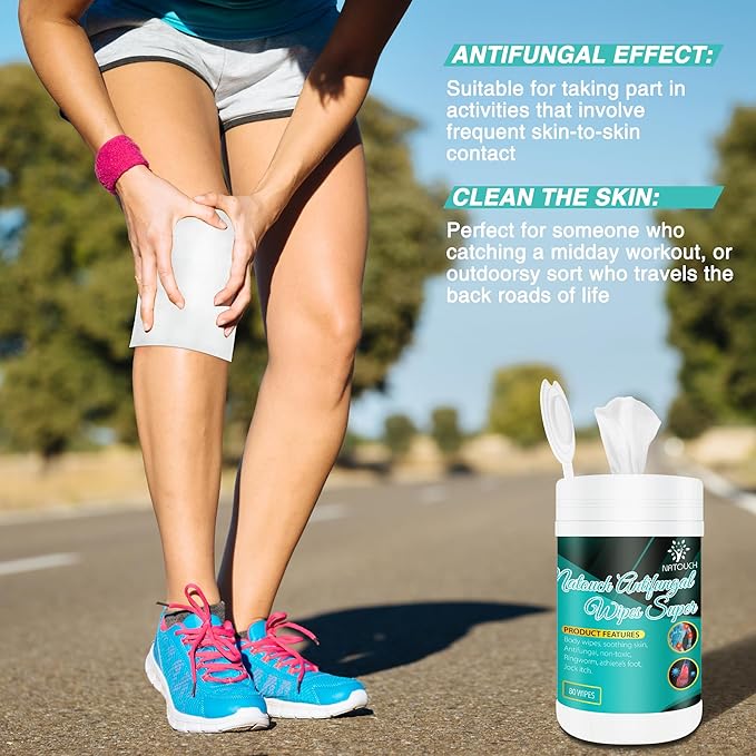 Body Wipes, Non-Toxic, Alcohol-Free Natural Wipes, Conditioning Skin Camp Wipes Help Athletes Foot, Jock Itch, Ringworm. Rinse Free Gym Wipes for Wrestling, Martial Arts