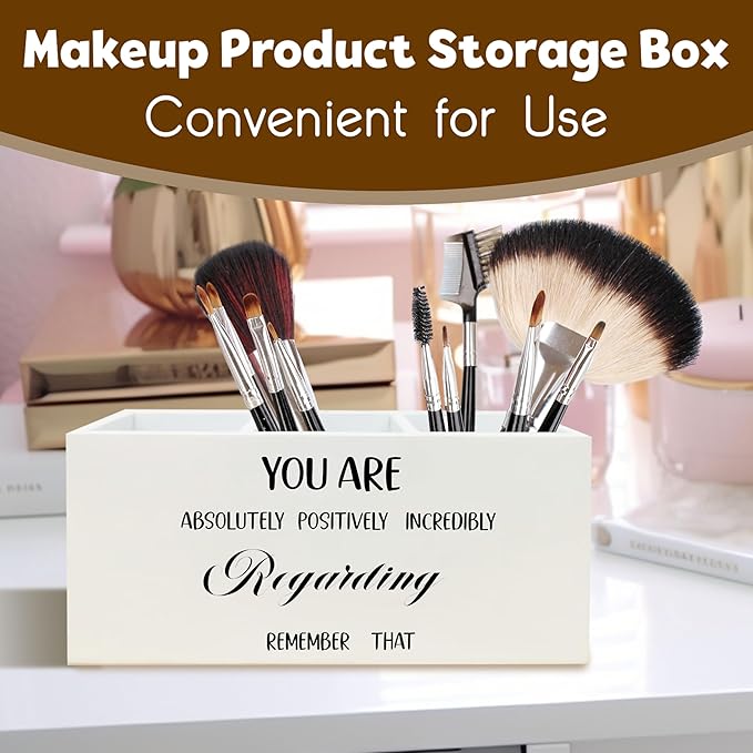 Inspirational Quote Pen Holder for Desk, Motivational Gifts for Women Men Coworkers, Emotional Support Coworker Gift Wooden Pen Pencil Holder Organizer for Office Desk Accessories