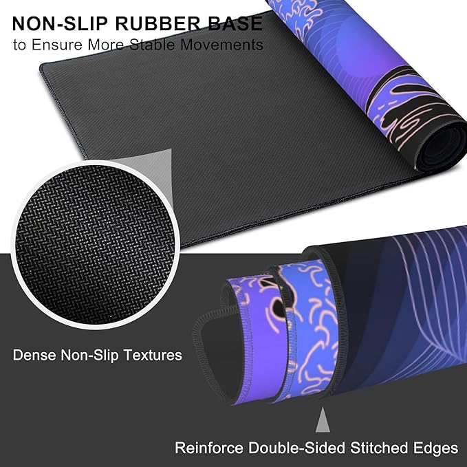 Mouse Pad, Large Ocean's Crest Leap Desk Mat, Extended Non-Slip Gaming Keyboard Mousepad Desk Pad, Thick Stitched Edges Waterproof Mouse Mat 31.5"x15.7" (Vaporwave Pop Art)