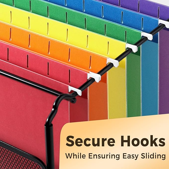 SUNEE Hanging File Folders, 6 Pack Letter Size Hanging File Folders with 1/5-Cut Tabs, Ideal for Home and Office Organization and Papers Classification,Assorted Colors