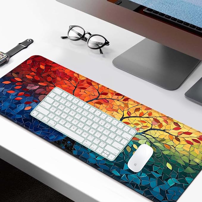 Fantasy Tree of Life Gaming Desk Mat, Computer Keyboard Large Extended Long Abstract Mouse Pad for Office and Home, XL (W04)