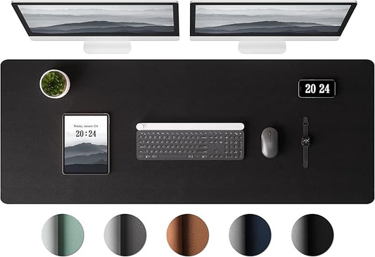 Aothia Leather Desk Pad Protector - Large Mouse Pad, Office Desk Mat, Non-Slip PU Leather Desk Blotter, Laptop Desk Pad, Waterproof Desk Writing Pad for Office and Home (Black, 38" x 13.7")