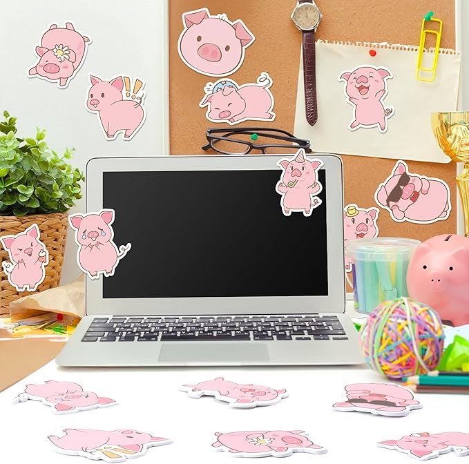 CJiangpo 30Pcs Piggy Sticky Notes Cute Pig Sticky Note Pads, 600 Sheets Self Stick Notepad Memo Pads Funny Page Marker Classroom Rewards Back to School Animal Themed Party Favors Filler Gift