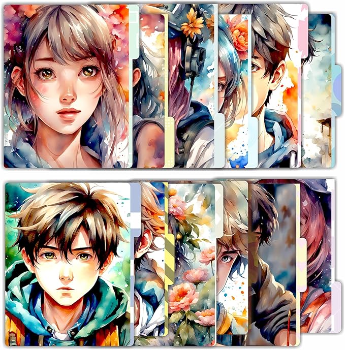 PARTH IMPEX 12 Pack Decorative File Folders, 1/3 Cut Tab with Assorted Positions, Letter Size Paper Holders (9.75” x 11.75”) Matte Finish Laminated for Office School Work - Anime Design