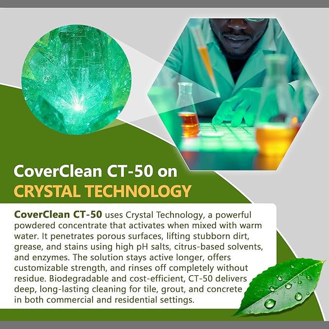 CoverTec Crystal Clean Tile Grout, Hard Surface Powerful Mold, Mildew, Grease, Oil, Stain Remover | Concentrated Cleaner, High pH, Citrus Fragrance 8oz, Prof Grade