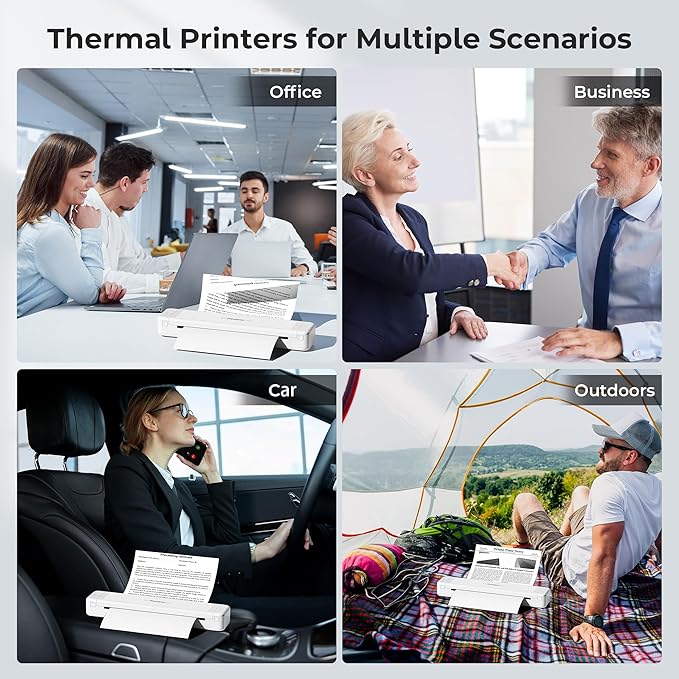 Phomemo P831 Portable Printers Wireless for Travel - 300 DPI Bluetooth Travel Printer Support 8.5x11 US Letter & A4 Regular Copy Paper, Inkless Printer Compatible with Mobile & Laptop for Home Office