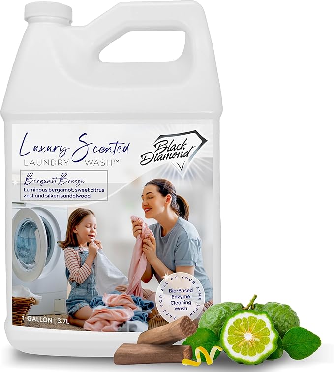 Black Diamond Stoneworks Bergamot Breeze Luxury Scented Laundry Wash, Premium Quality Detergent, Superior Cleaning Performance, Long-Lasting Fragrance, 1-Gallon