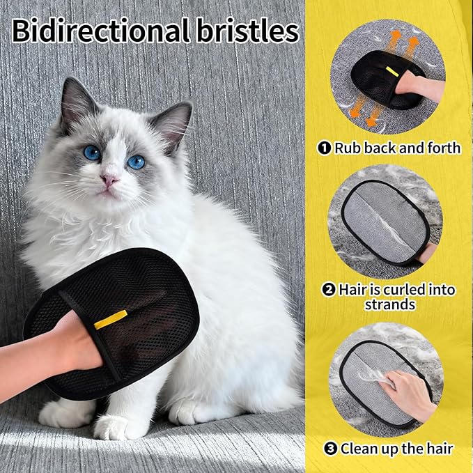 ZQINGRAN Pet Hair Removal Glove for Cats and Dogs,2PCS Large Magic Brush Tool for Pet Hair Remover,Reusable with Bidirectional Bristles,Pet Hair Remover Tool for Clothing,Couch,Carpet,Car Seat
