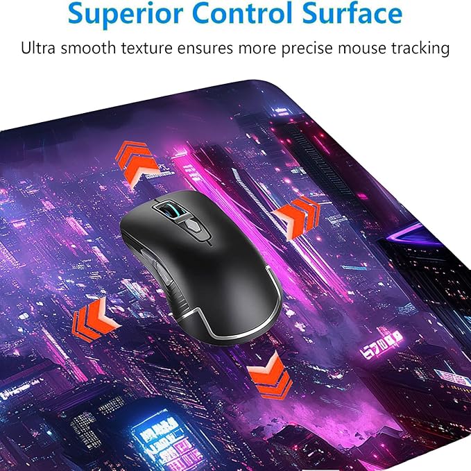 Neon City Gaming Mouse Pad Desk Pad Purple Cyberpunk Night Futuristic Mouse Pad Large Mousepad Extended Laptop Keyboard Mat Gaming Desk Pad Mouse Mat Office Computer Keyboard Laptop Home 31.5"x11.8"