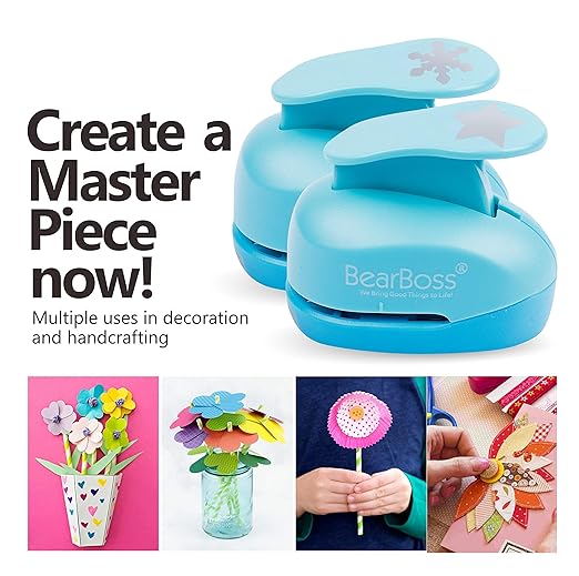 6 Craft Hole Punch Shapes 1 Inch Paper Punches for Crafting Handmade Scrapbooking Punches Mix Shapes Designs for Kindergarten Teacher Office Supplies Kids by BearBoss