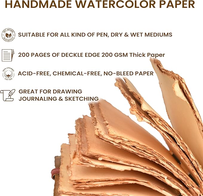 LEATHER VILLAGE Vintage Leather Journal – 200 Handmade Vintage Deckle Edge Paper – Leather bound Journal For Women Men – Vintage Key Closure - Book of Shadows - Black - 13X8 inch