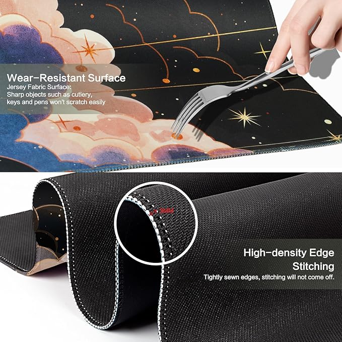 Vimorco Gaming Mouse Pad 31.5x15.7 Inch Large Desk Mat, Non-Slip Rubber Base & Smooth Precision Surface, Waterproof Extended Mouse Pad for PC, Laptop, Office and Table, Cloudy Moon