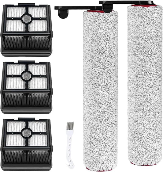 (6pcs) Replacement Brush Rollers And HEPA Filters For Dreame H12 Pro/ H12 Dual Wet Dry Vacuum Cleaner, Replacement Parts Accessories Kit Inclue 3 Vacuum Filter, 2 Roller Brushes