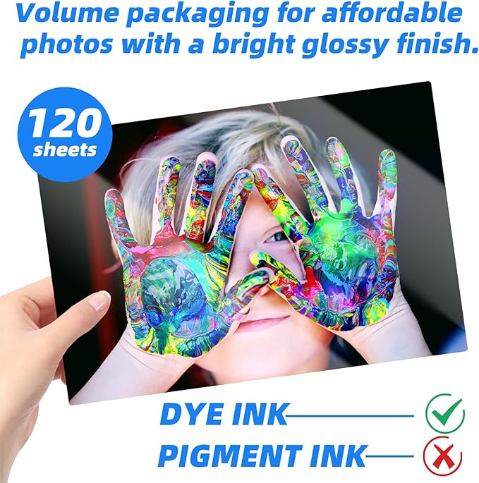 Uinkit 120sheets Thin Glossy Paper 8.5x14 Inches Legal Size 135gsm 37lb Inkjet Single Side DIY Chip Bags Printer Paper for Picture Brochure Flyer Compatible with Inkjet Printer Use DYE INK