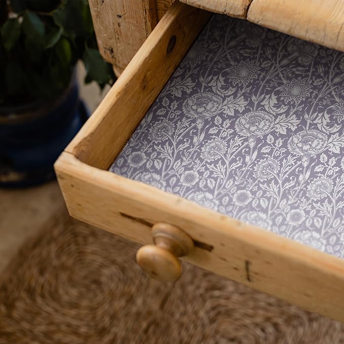 The Master Herbalist Lilac Scented Drawer Liners in a Purple William Morris Design | Pack of 5 Folded Sheets | Contains Essential Oils | Made in The UK.