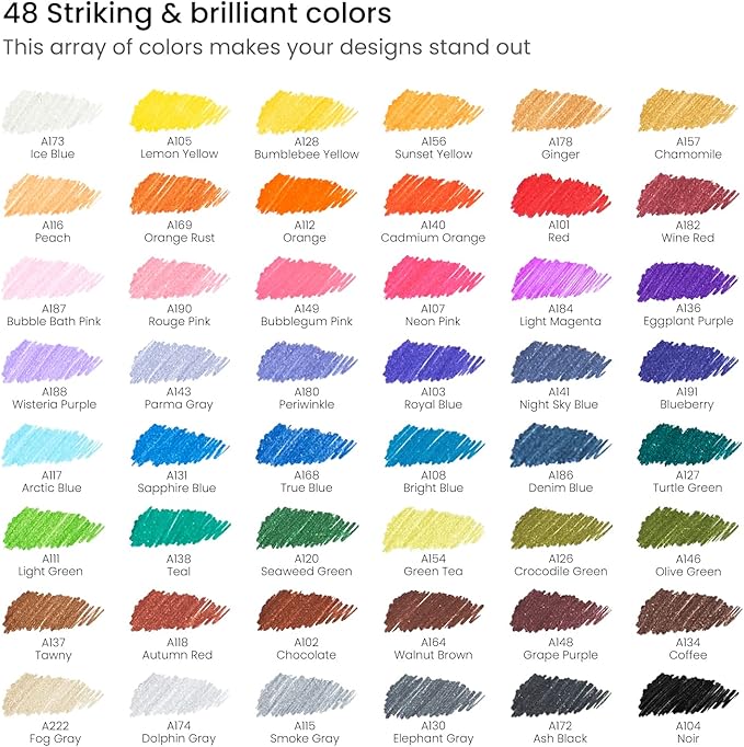 ARTEZA Inkonic Fineliners Pens, Set of 48, 0.4 mm Fine Tip Markers, Water-Based Art Pens for Drawing, Sketching, Journaling, Calligraphy