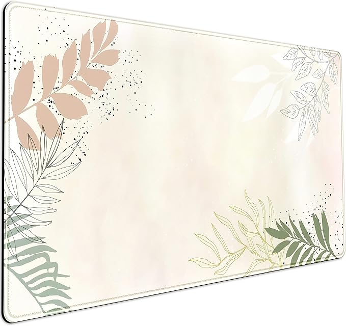 Boho Mouse Pad - Pastel Abstract Desk Mat - Matcha Green - Aesthetic Office Decor - 31.5x15.75 in - For Women & Gamers