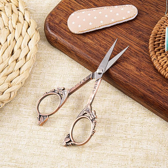 Small Craft Scissors with Cover, Comfortable Handles With Beautiful Butterfly Decos and Sharp Tips, Tools for Crochet, Embroidery,Sewing