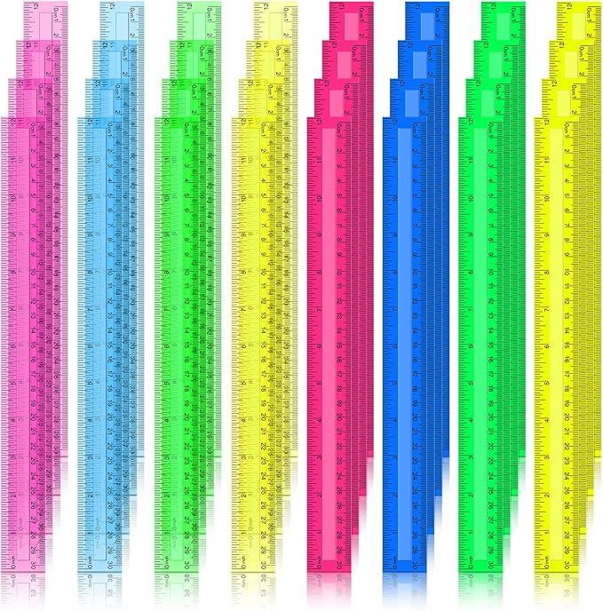 Harloon 480 Pack Clear Plastic Rulers Bulk for Classroom Back to School Supplies Transparent Flexible Rulers with Centimeters and Inches Measuring Tool for Classroom School Students(12 Inch)