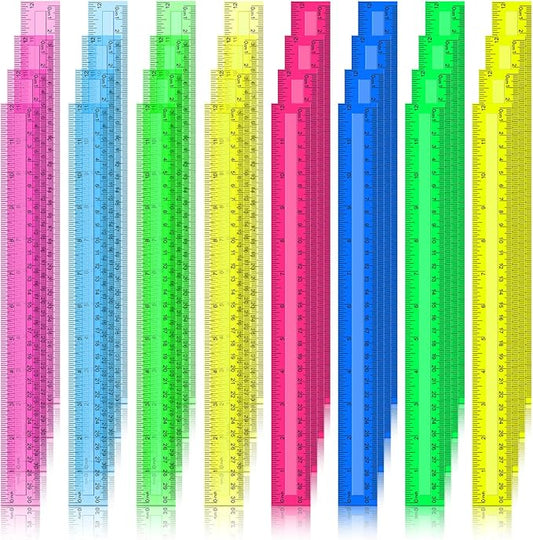 Harloon 480 Pack Clear Plastic Rulers Bulk for Classroom Back to School Supplies Transparent Flexible Rulers with Centimeters and Inches Measuring Tool for Classroom School Students(12 Inch)