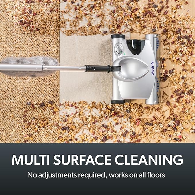 Gtech SW02 Cordless Lithium Carpet and Hardwood Floor Sweeper - Cordless Adjustable Vacuum - Up to 60 Minutes of Runtime - Rechargeable 7.2v Li-ion Battery - Lightweight (3.5 lbs.)