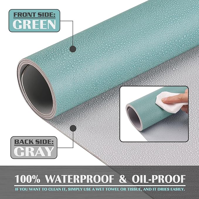 K KNODEL Large Office Leather Desk Mat, Mouse and Keyboard Pad, Computer and Laptop Mat, Desktop Protector and Cover, Writing Pad and Blotter (47.2"x17", Green)