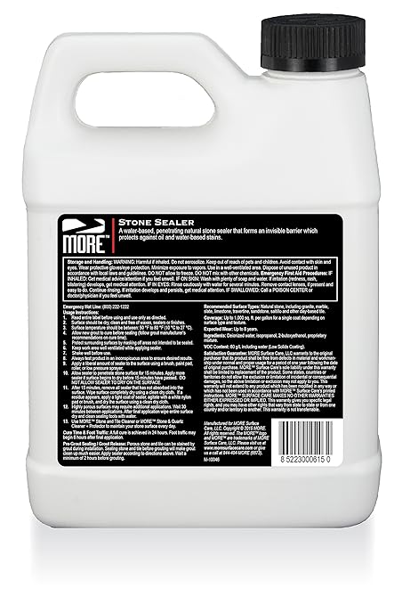 MORE Stone Sealer - Water Based Formula - Protection for Natural Stone and Tile Surfaces [Quart / 32 oz.]
