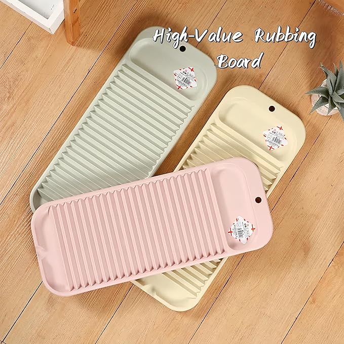 Non-Slip Laundry Washing Board, Household Washboard, Hand Wash Board, Manual Wash Clothes Laundry Pad Scrubbing Board for Household-17.5x7inch (Pink)