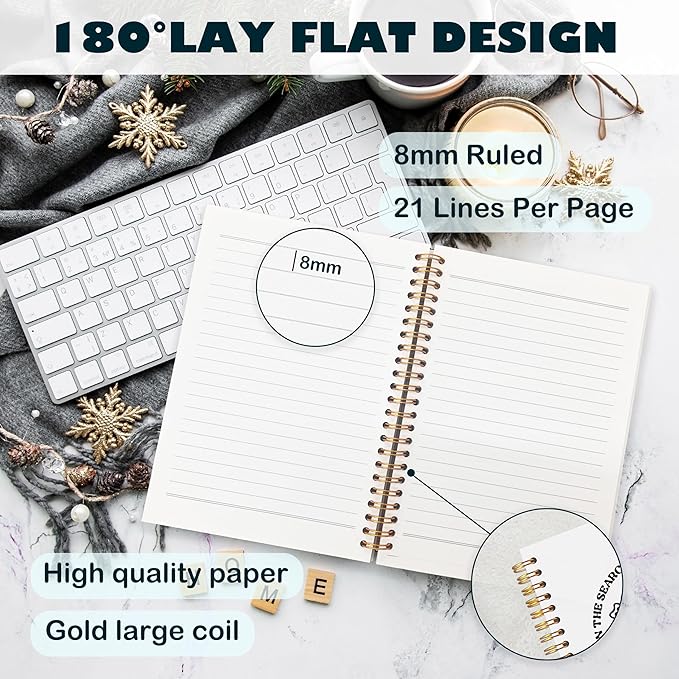 BearCake Boho Floral Christian Notebook Journal, Christian Gifts for Women, Bible Notebooks for Note Taking, Bible Journaling Notebook, Where the Jesus Hardcover Spiral Notebook 5.5x8.3 white