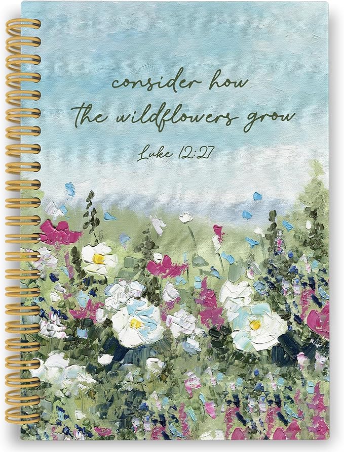 Wildflower Christian Spiral Notebook, Bible Journaling Notebooks for Women, Religious Scripture Hardcover Journals for Office School 160 Pages 5.5 x 8.3 Inch, Spring Flower Gifts for Women