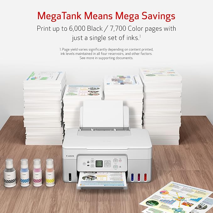 Canon MegaTank G3270 All-in-One Wireless Inkjet Printer. for Home Use, Print, Scan and Copy,White
