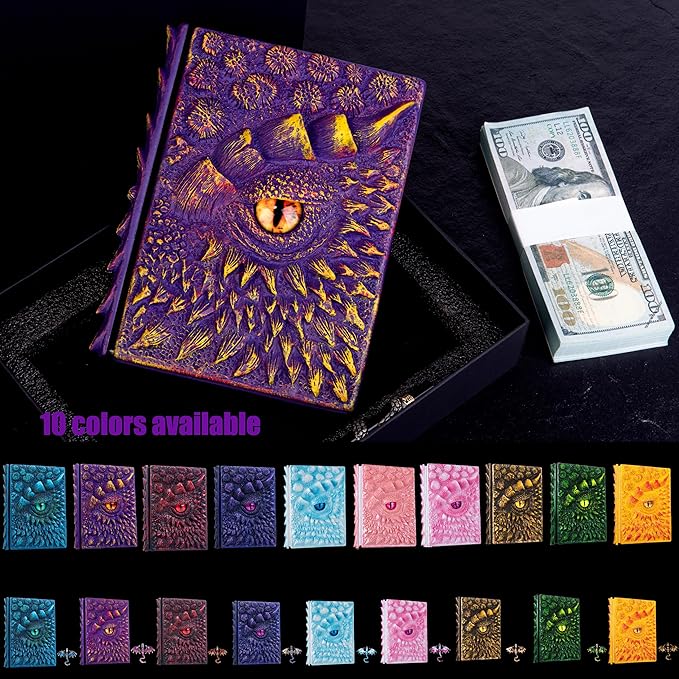 3D Dragon Eye Embossed Journal,Resin Engraving Notebook,Dnd notebook for Dragon Lovers ，Blank Paper,Hardcover Travel Notepad for Writing,Sketchbook,Collection,Gift,Decoration A4 and A5 Size (A5-Purple-Lined)
